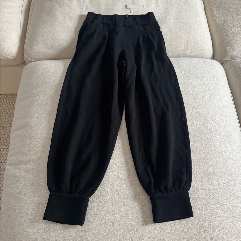 Rebecca Taylor Black Joggers Small NWT Cotton Sweatpants Lounge Designer $185 - Picture 2 of 6